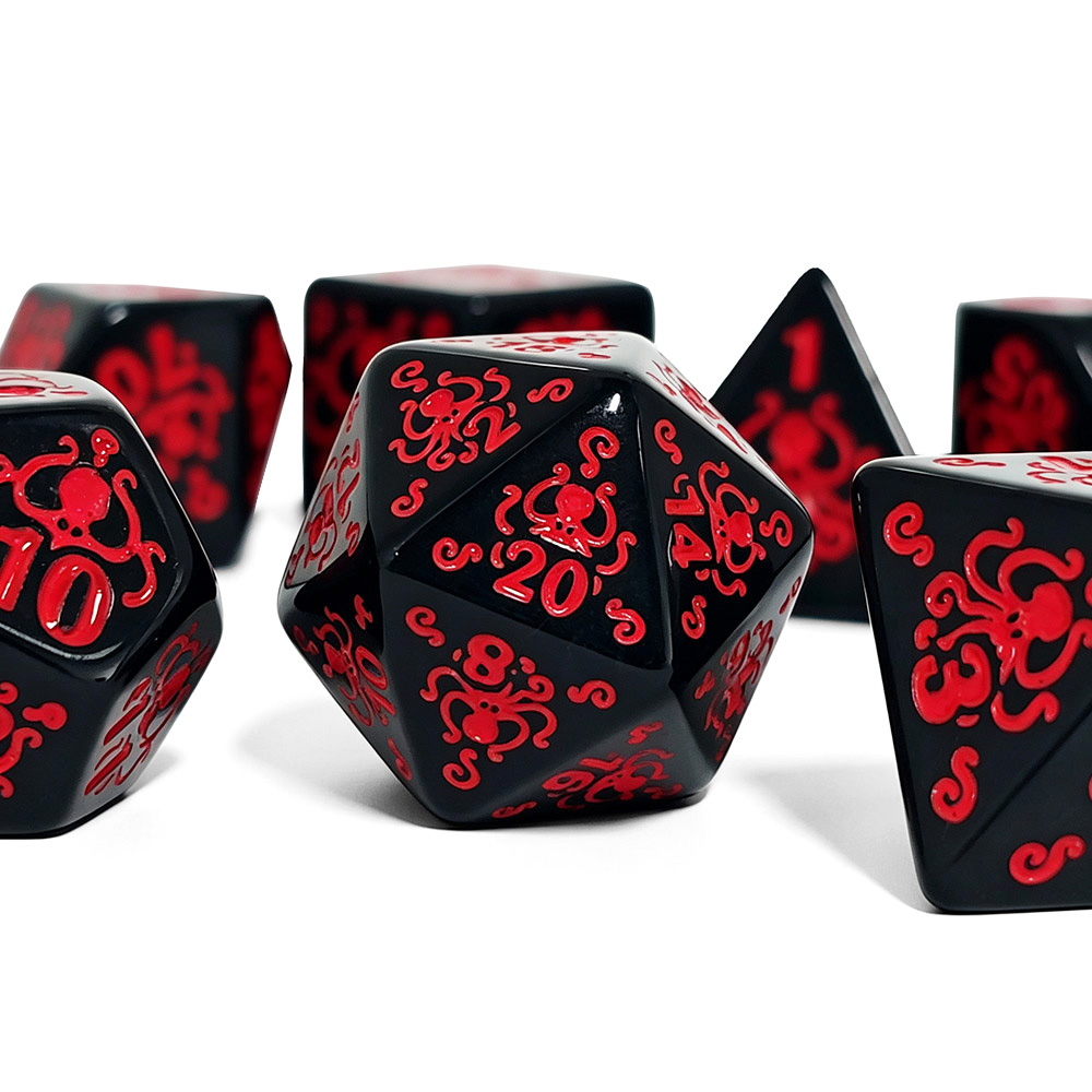 7Pcs Acrylic Dice Red Octopus  - Board Game Roleplay review and price