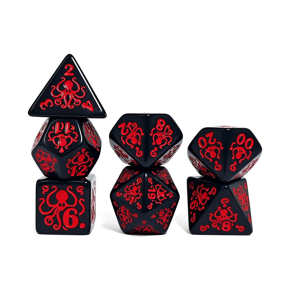 7Pcs Acrylic Dice Red Octopus  - Board Game Roleplay review and price