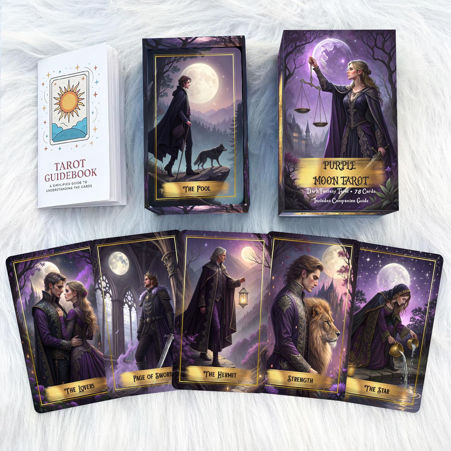 Purple Moon Tarot Cards Deck w - Board Game Oracle review and price
